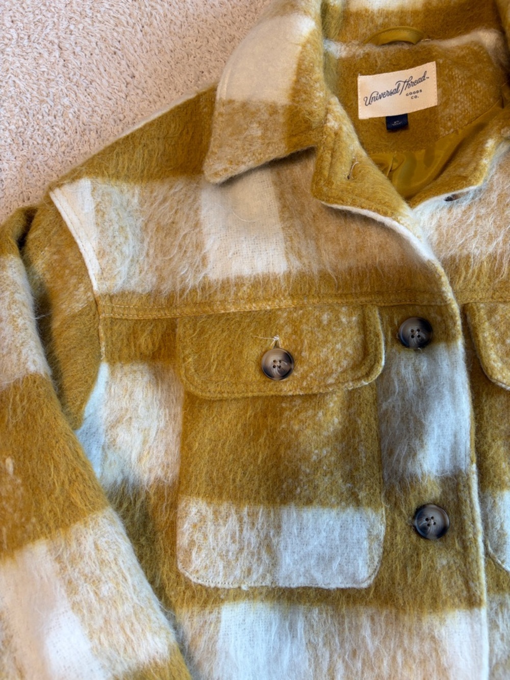 Universal Thread Mustard and Cream Plaid Shacket - Picture 4 of 4
